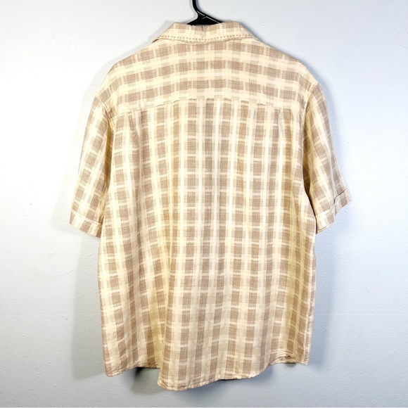 CUBAVERA Men's Size Large Casual Button Down Shirt Short Sleeves Linen Blend - Picture 2 of 6